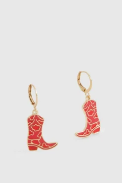 Earrings*boohoo Western Cowboy Boot Earrings red