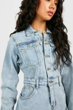 Shirt Dresses|Mini Dresses*boohoo Western Denim Shirt Dress light blue