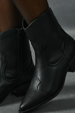 Cowboy Boots|Ankle Boots*MissPap Western Leather Look Ankle Boots black