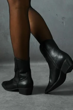 Cowboy Boots|Ankle Boots*MissPap Western Leather Look Ankle Boots black