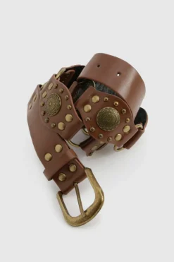 Belts*boohoo Western Studded Ring Belt tan