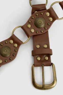 Belts*boohoo Western Studded Ring Belt tan