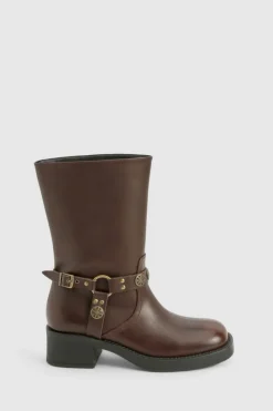 Cowboy Boots*boohoo Western Style Buckle Detail Boots brown