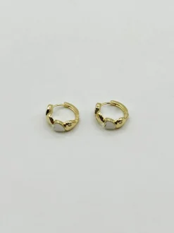 Earrings*SVNX White and Heart Huggie Hoop Earring Gold