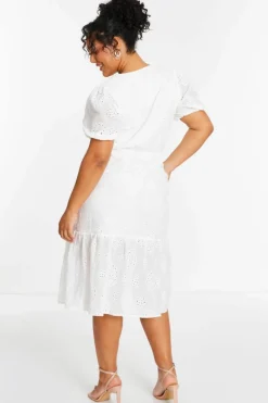 Wrap Dresses|Midi Dresses*Quiz Curve Broderie Wrap Midi Dress White
