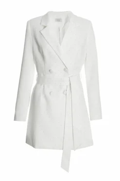 Blazer Dresses|Bodycon Dresses*Quiz Diamante Blazer Dress White