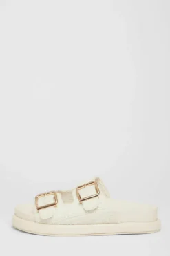 Sandals*Quiz Double Buckle Flat Sandals White