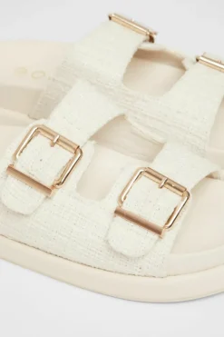 Sandals*Quiz Double Buckle Flat Sandals White