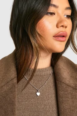 Necklaces*boohoo White Enamel Heart Necklace silver