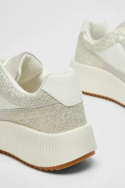 Trainers*Quiz Glitter Chunky Trainer White