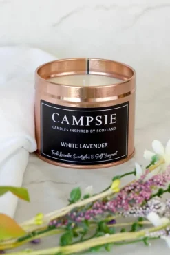 Candles & Diffusers|Candles*CAMPSIE Candles White Lavender Candle Tin Rose Gold