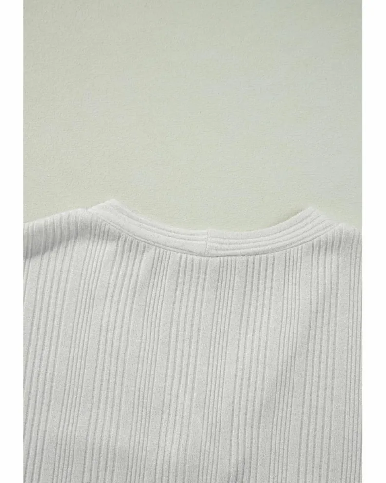 Cardigans*Azura Exchange Solid Color Ribbed Button up Tunic Cardigan White