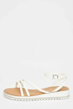 Sandals*Quiz Strappy Flat Sandals White