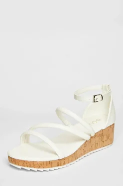 Sandals*Quiz Strappy Low Wedges White