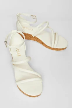 Sandals*Quiz Strappy Low Wedges White