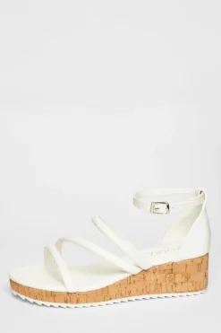 Sandals*Quiz Strappy Low Wedges White