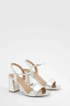 Heels*boohoo Wide Fit 2 Part Block Heels silver