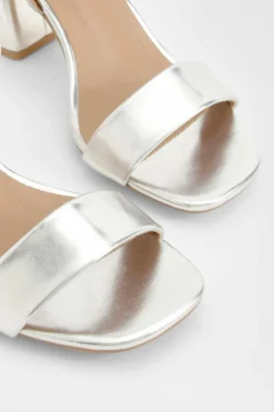 Heels*boohoo Wide Fit 2 Part Block Heels silver