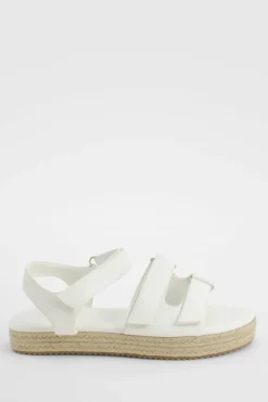 Sandals*boohoo Wide Fit Adjustable Strap Flatform Sandals white