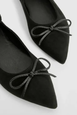 Ballet Flats|Flats*boohoo Wide Fit Ankle Strap Pointed Toe Ballerina black