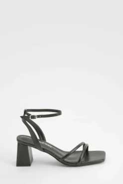Heels*boohoo Wide Fit Asymmetric 2 Part Block Heels black