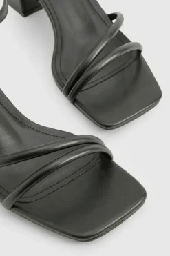Heels*boohoo Wide Fit Asymmetric 2 Part Block Heels black