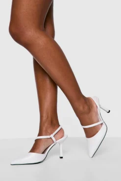 Heels*boohoo Wide Fit Asymmetric Court Shoes white