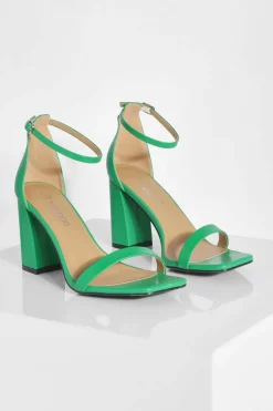 Heels*boohoo Wide Fit Barely There Block Heel green