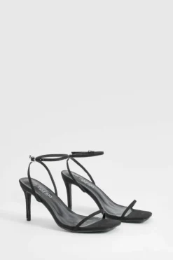 Heels*boohoo Wide Fit Barely There Low Stiletto Heels black