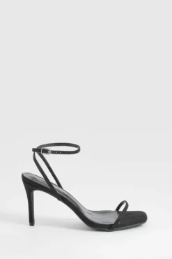 Heels*boohoo Wide Fit Barely There Low Stiletto Heels black