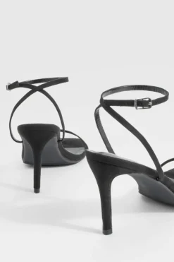 Heels*boohoo Wide Fit Barely There Low Stiletto Heels black
