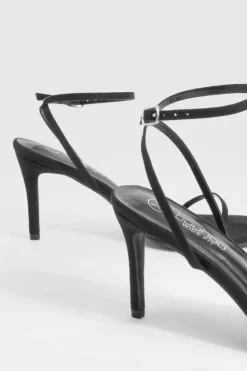 Heels*boohoo Wide Fit Barely There Low Stiletto Heels black