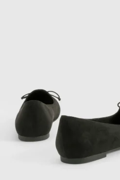 Ballet Flats|Flats*boohoo Wide Fit Bow Basic Slipper Ballet Flats black