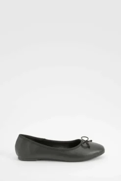 Ballet Flats|Flats*boohoo Wide Fit Bow Detail Ballets black