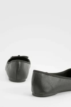 Ballet Flats|Flats*boohoo Wide Fit Bow Detail Ballets black