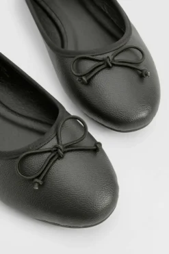 Ballet Flats|Flats*boohoo Wide Fit Bow Detail Ballets black