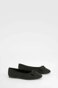 Ballet Flats|Flats*boohoo Wide Fit Bow Detail Ballet Flats black