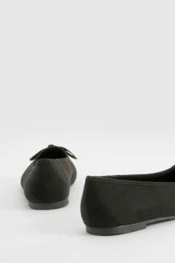Ballet Flats|Flats*boohoo Wide Fit Bow Detail Ballet Flats black