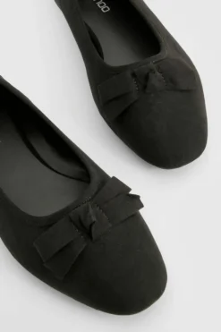 Ballet Flats|Flats*boohoo Wide Fit Bow Detail Ballet Flats black