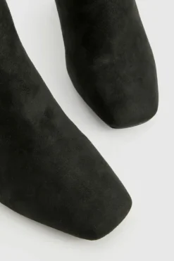 Heels|Heeled Boots*boohoo Wide Fit Bow Detail Block Heel Ankle Boots black