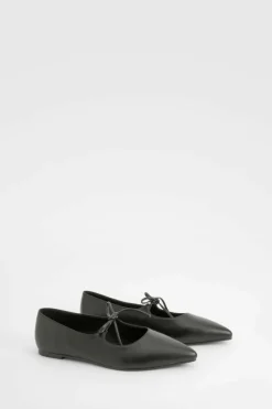 Flats*boohoo Wide Fit Bow Detail Pointed Flats black