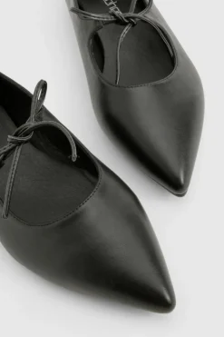 Flats*boohoo Wide Fit Bow Detail Pointed Flats black