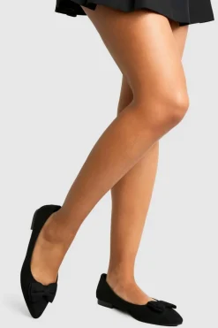 Ballet Flats|Flats*boohoo Wide Fit Bow Pointed Toe Ballerina black