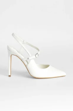Heels*boohoo Wide Fit Buckle Detail Sling Back Court Heel white