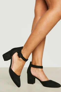 Flats|Heels*boohoo Wide Fit Buckled Block Heel Ballet black