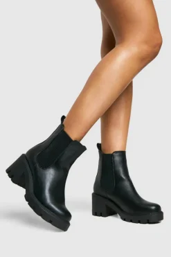 Chunky Boots|All Boots*boohoo Wide Fit Chunky Chelsea Boots black