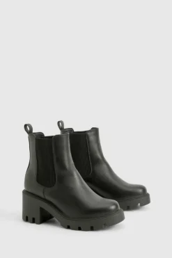 Chunky Boots|All Boots*boohoo Wide Fit Chunky Chelsea Boots black