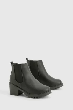 Chunky Boots|All Boots*boohoo Wide Fit Chunky Elastic Chelsea Boots black