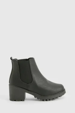 Chunky Boots|All Boots*boohoo Wide Fit Chunky Elastic Chelsea Boots black