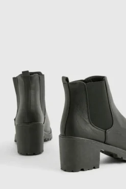 Chunky Boots|All Boots*boohoo Wide Fit Chunky Elastic Chelsea Boots black